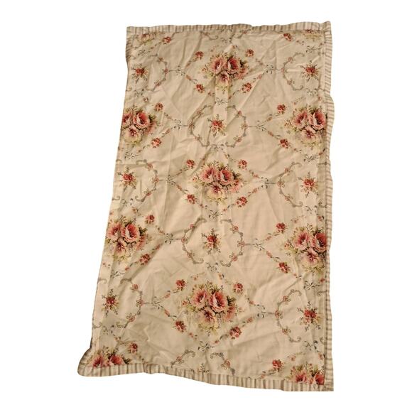 Dorma Vintage Pink Floral Front Gray Striped Back Pillow Cases All Cotton VGUC - Picture 2 of 7